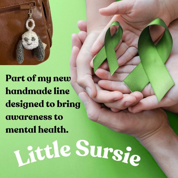 Handmade Crocheted Cotton Semicolon Amigurumi Purse Charm, Phone Charm, Keychain - Picture 8 of 9